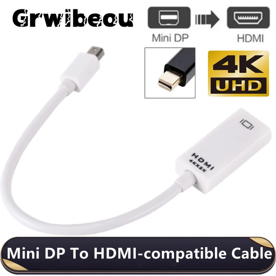 Grwibeou-convertidor 4K Mini DP a HDMI, cable adaptador Thunderbolt 2 Mini Displayport a HDMI para Apple MacBook Air Pro