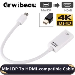 Grwibeou 4K Mini DP to HDMI-compatible Converter Thunderbolt 2 Mini Displayport to HDMI Adapter Cord For Apple MacBook Air Pro