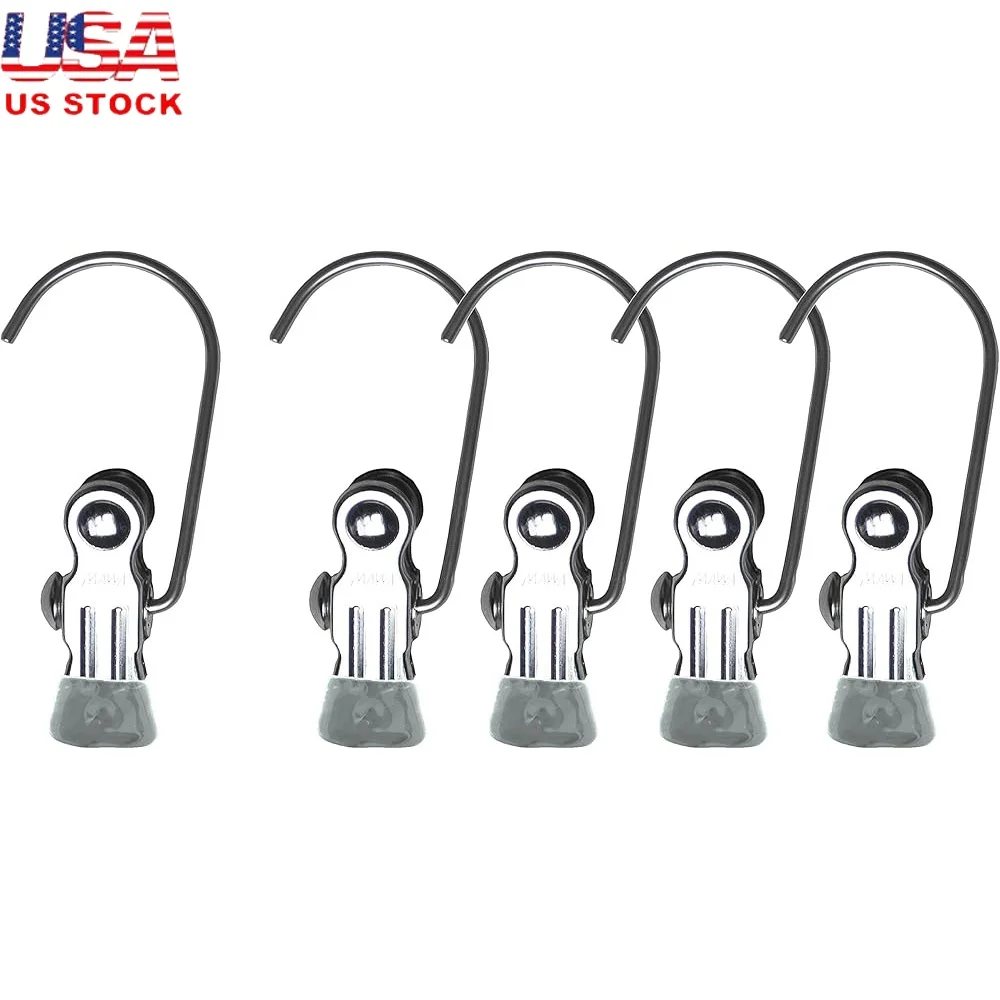 

Set of 5 Portable Non-Slip Single Hook Hangers Durable Alloy Steel Clips Clothes Shoes Bags Towels Travel Use