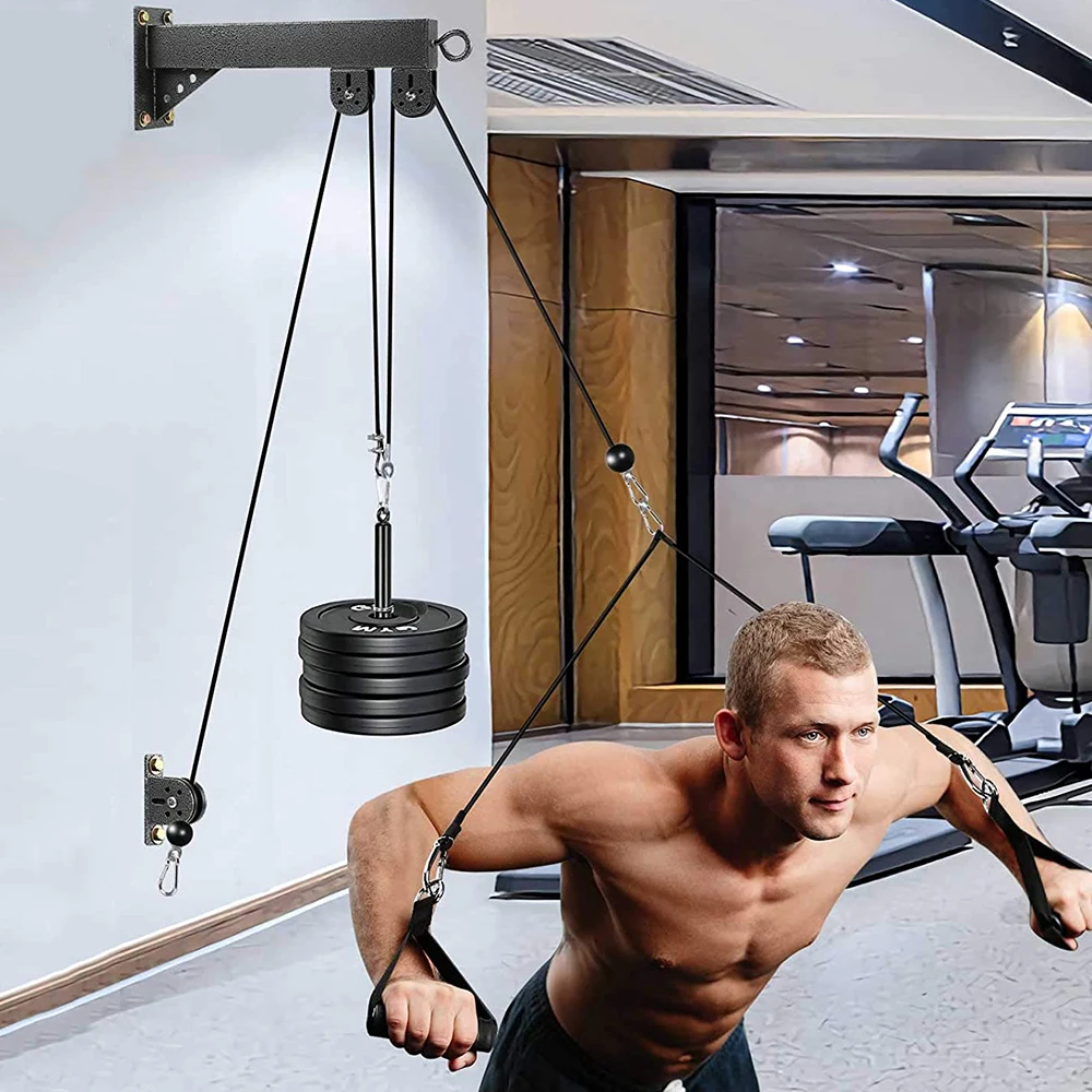 An der Wand montiertes DIY-Riemenscheiben-Kabel-Maschinenbefestigungssystem, Bizeps, Trizeps, Krafttraining, Sport, Workout, Fitnessgeräte-Set – Detail 2