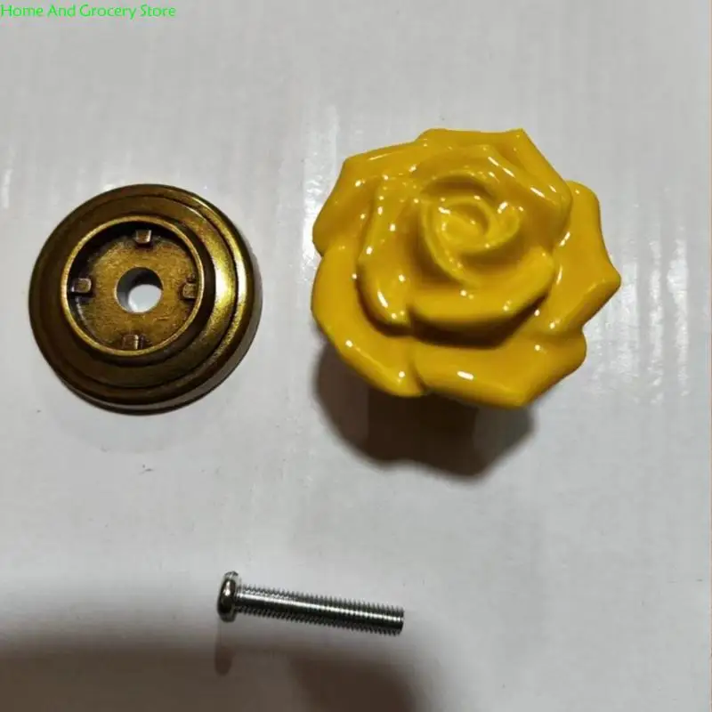 0xxa 4 pezzi in ceramica robusta ceramica a forma fiori manopole hardware in lega zinco facile installazione per mobili