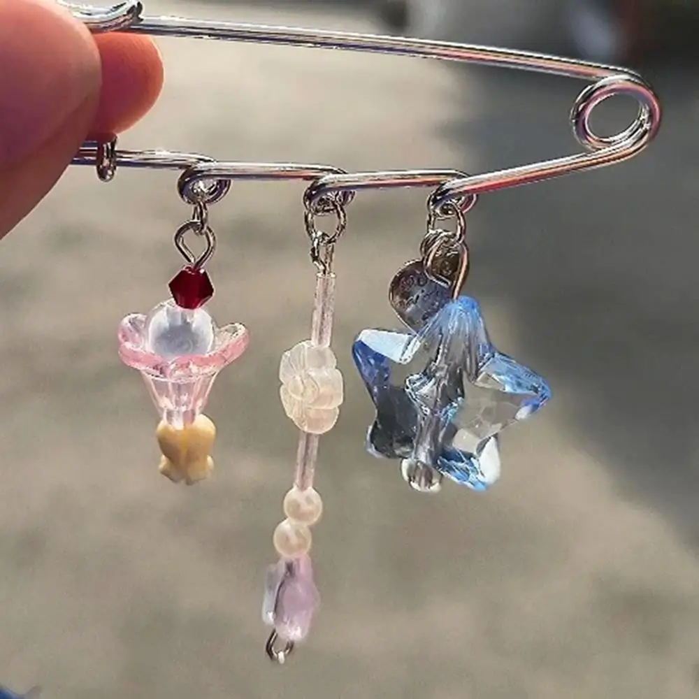 

Cute Star Bow-knot Cat Brooch Y2K Beaded Pin Brooch Badge Gift Can Opened And Closed Backpack Clothing Brooches Bag Pendant