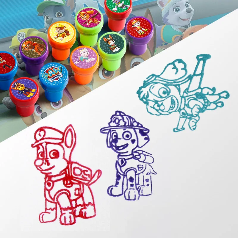 10 ピース/セットパウパトロールシールスタンプ漫画チェイスマーシャル瓦礫スカイサンリオアクションフィギュアカラフルなパターンのおもちゃ誕生日プレゼント