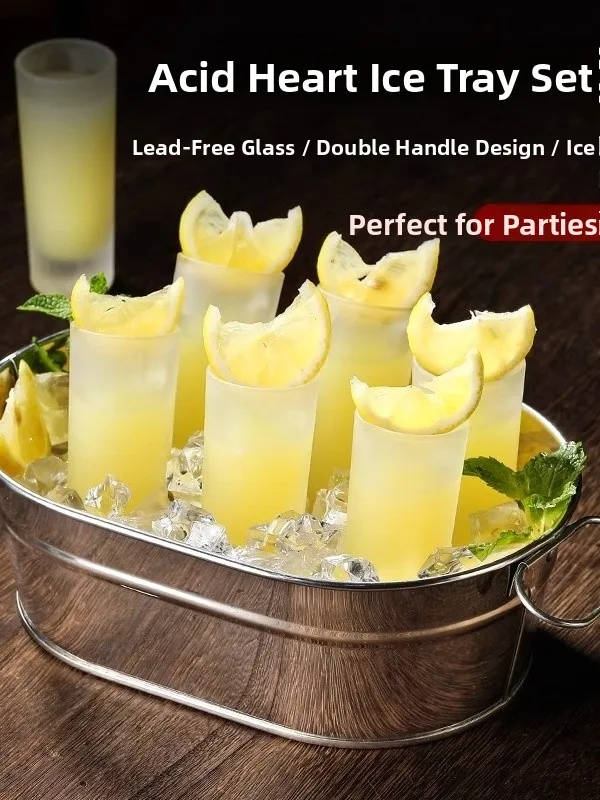 Creative Glass Cocktail Cup Set Personalized Drinking Competition Cup Acid Heart Cocktail Glass Bar Restaurant Diningware