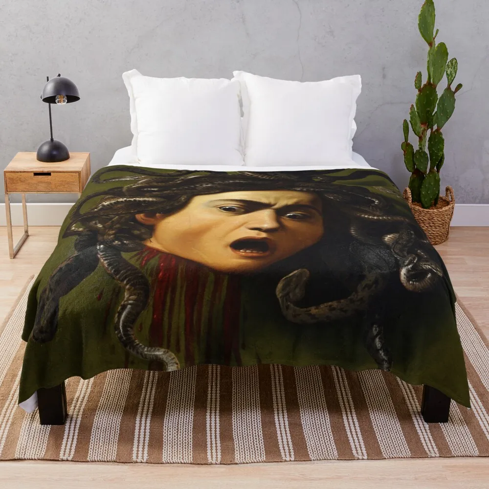 

Medusa Caravaggio 1598 Greek Mythology Art Throw Blanket Thermal Flannel decorative Plaid Blankets