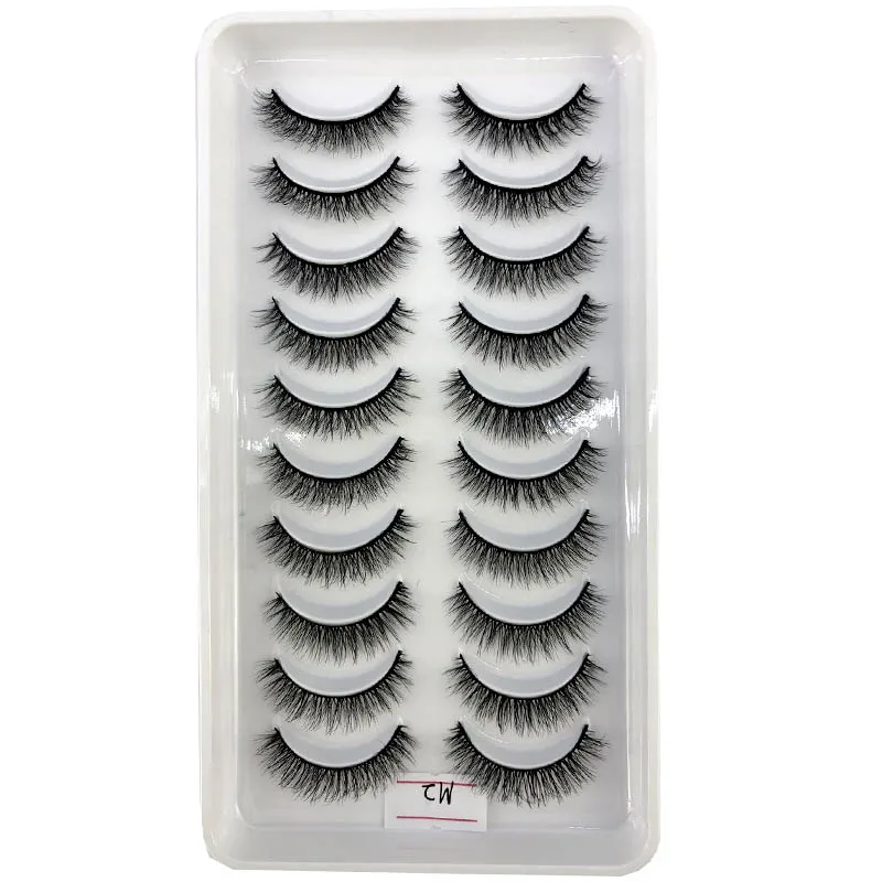 AMSDCN Künstliche Kurze Nerz-Wimpern, Natürlich Dramatische Falsche Wimpern, 10 Paar 3D-Wimpern für Make-up – Detail 9