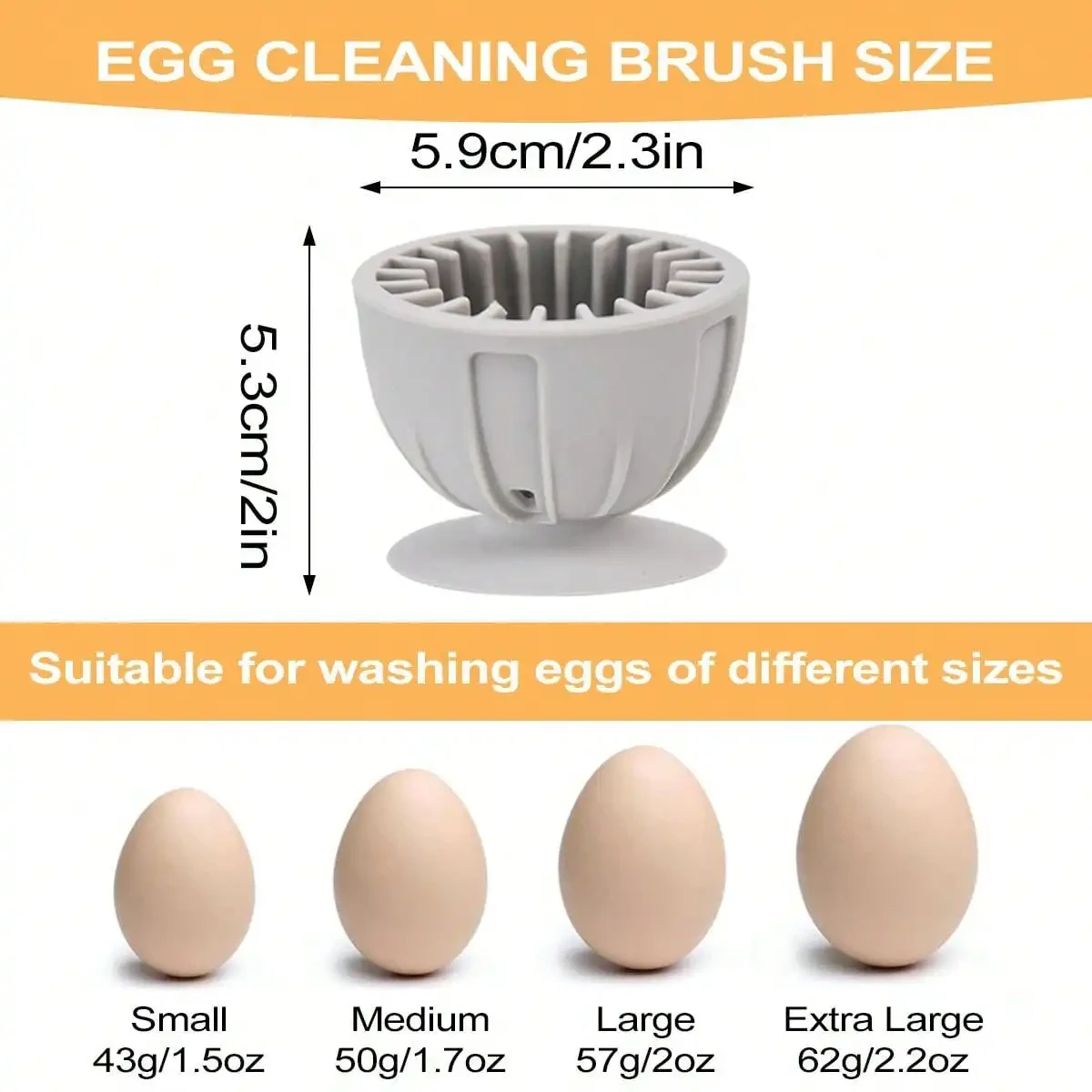 Leeseph Egg Cleaner Brush for Fresh Eggs, Silicone Egg Washer Machine Tool, Reusable and Easy to Clean Egg Washing Brush for Egg