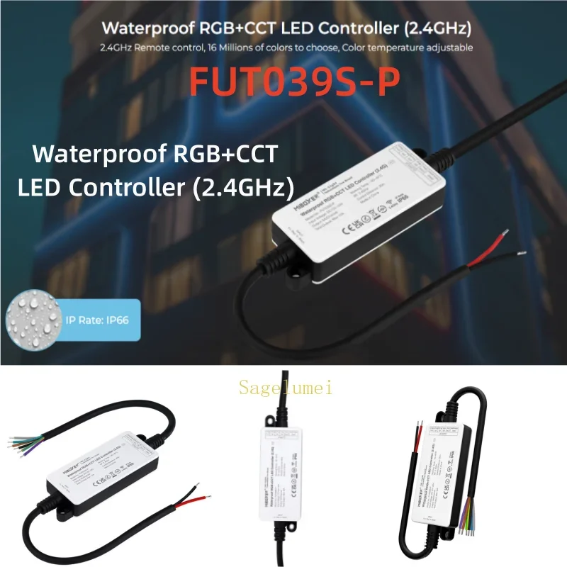 Miboxer WP تحكم FUT035S-P SingleColor CCT RGB RGBW RGB + CCT 2.4G LED قطاع تحكم مقاوم للماء IP66 FUT038/037/036/039S-P