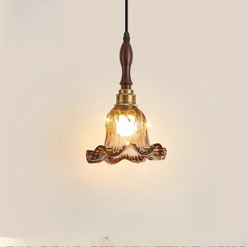 

Small chandelier French antique bedroom bedside lamp American retro nostalgic glass single-ended bar chandelier