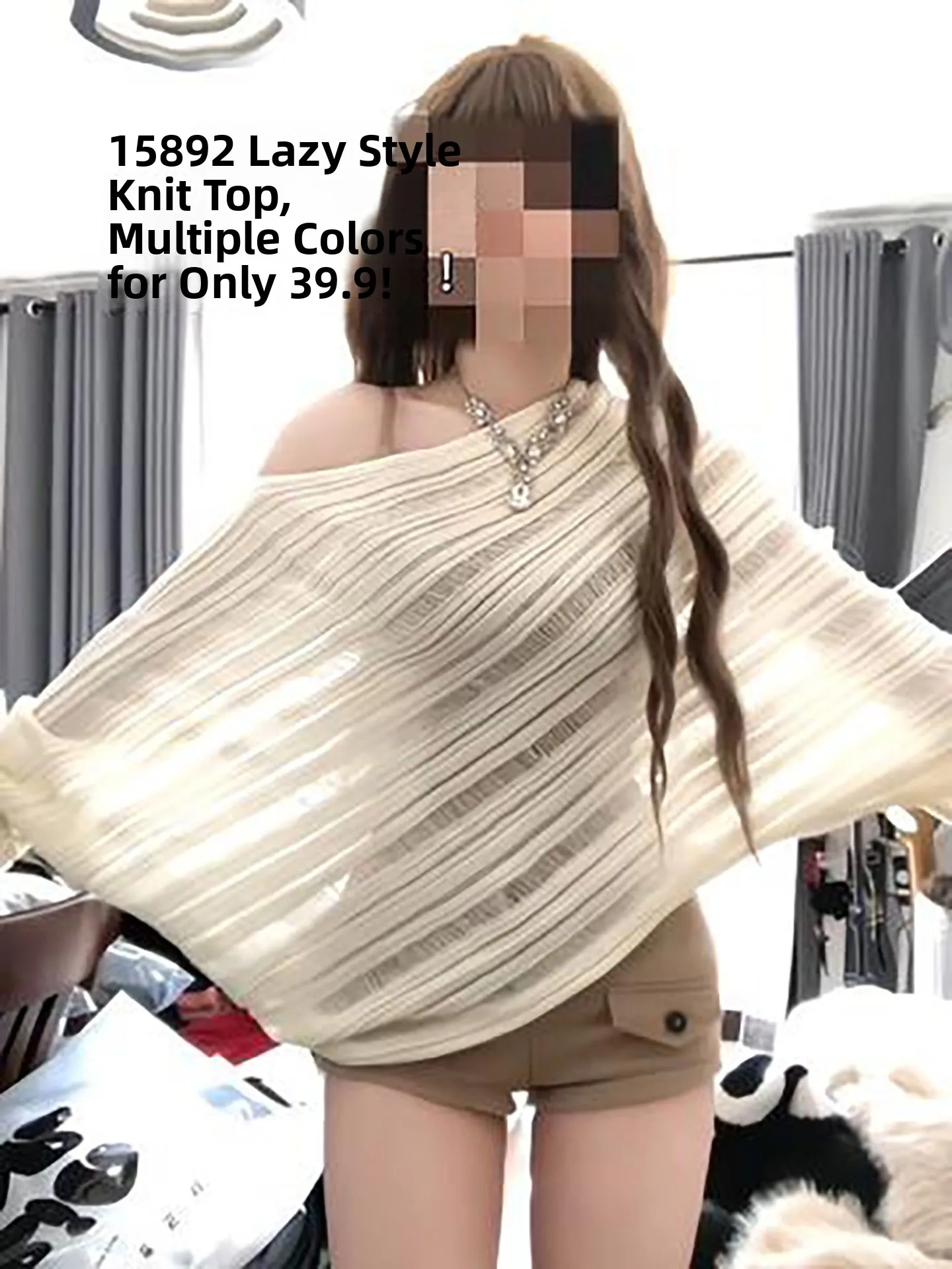 

Loose Fit Long Sve Knitted Sweater Women's Early Autumn Thin Sle oulder Bared Coat Sle Casual Wear Daily Comfortable