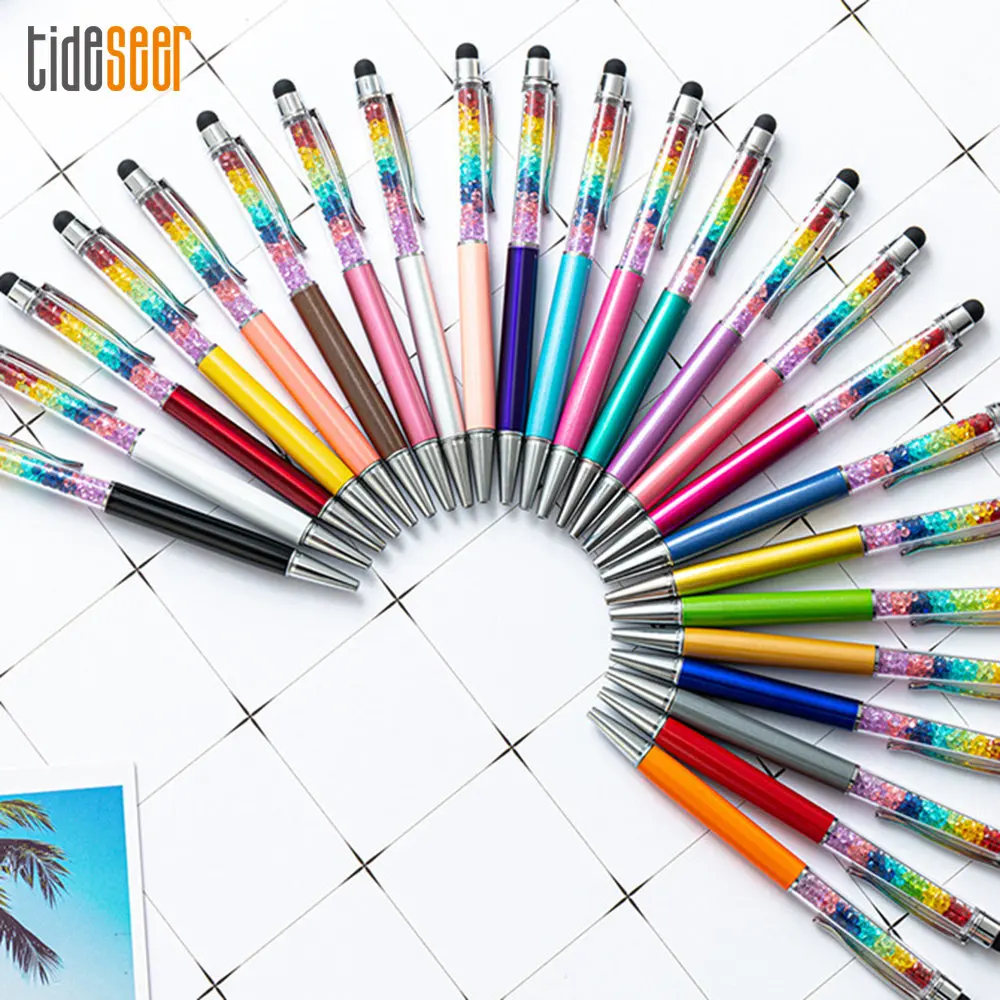 

500pcs Diamond Crystal Ballpoint Pen Metal Creative Stylus Touch for Students Writing Stationery Office School Gift