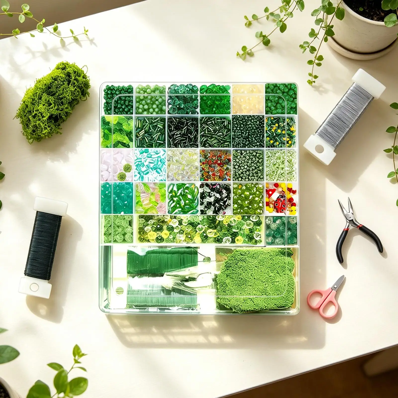 Beaded Plant Kit Handmade Crafting Set DIY Green Beading Kit for Women Men Hobbyists Art Students Professionals Home Craft Room