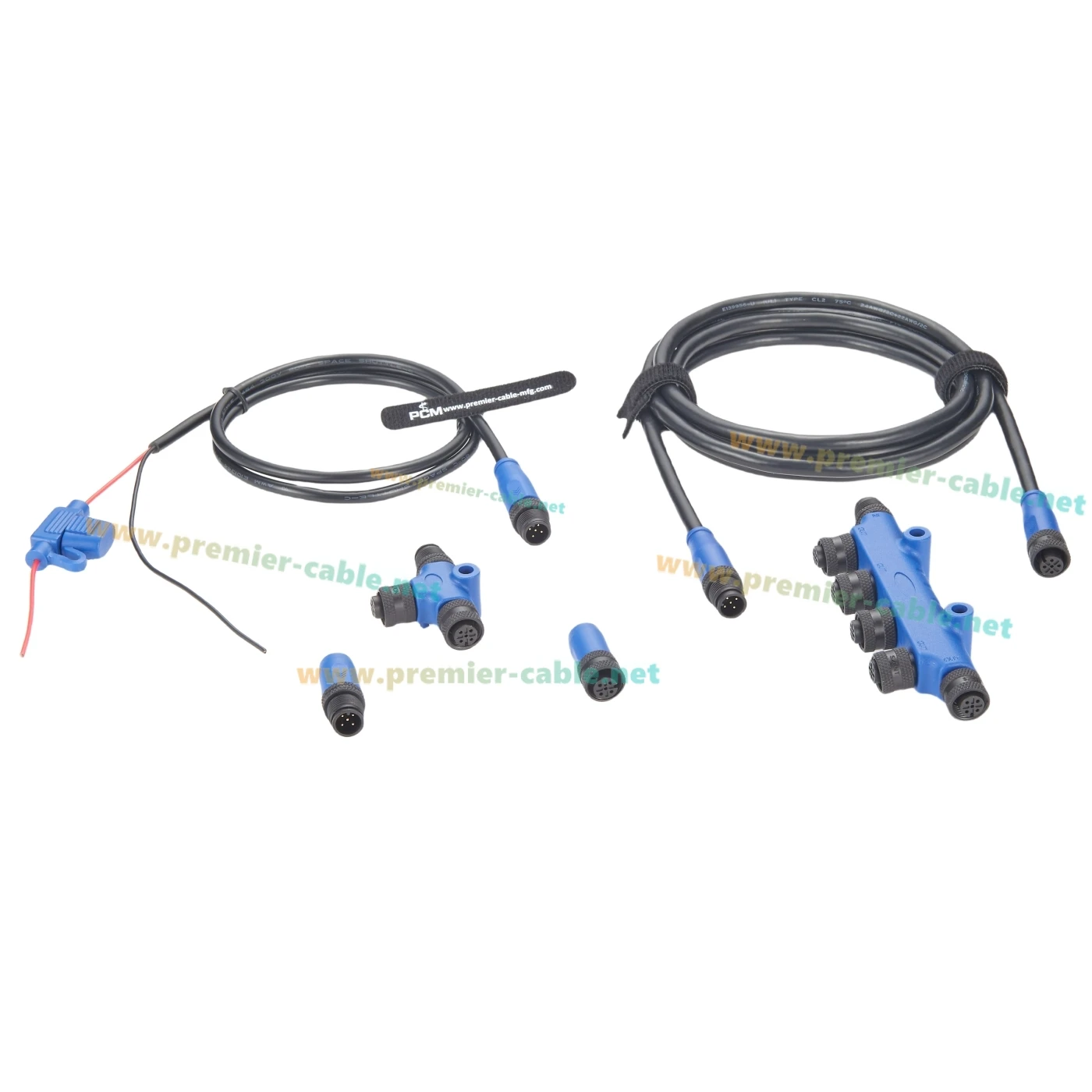 NMEA 2000 Starter Kit Marine Grade Backbone Drop Cable T Connector 4 Port Tee Terminators Power Cable for Garmin Lowrance Simrad