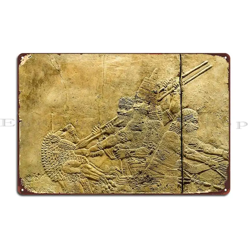 Assyrian Lion Hunt 07 Metal Plaque Poster Wall Pub Party Iron Club Bar Kitchen Tin Sign Poster