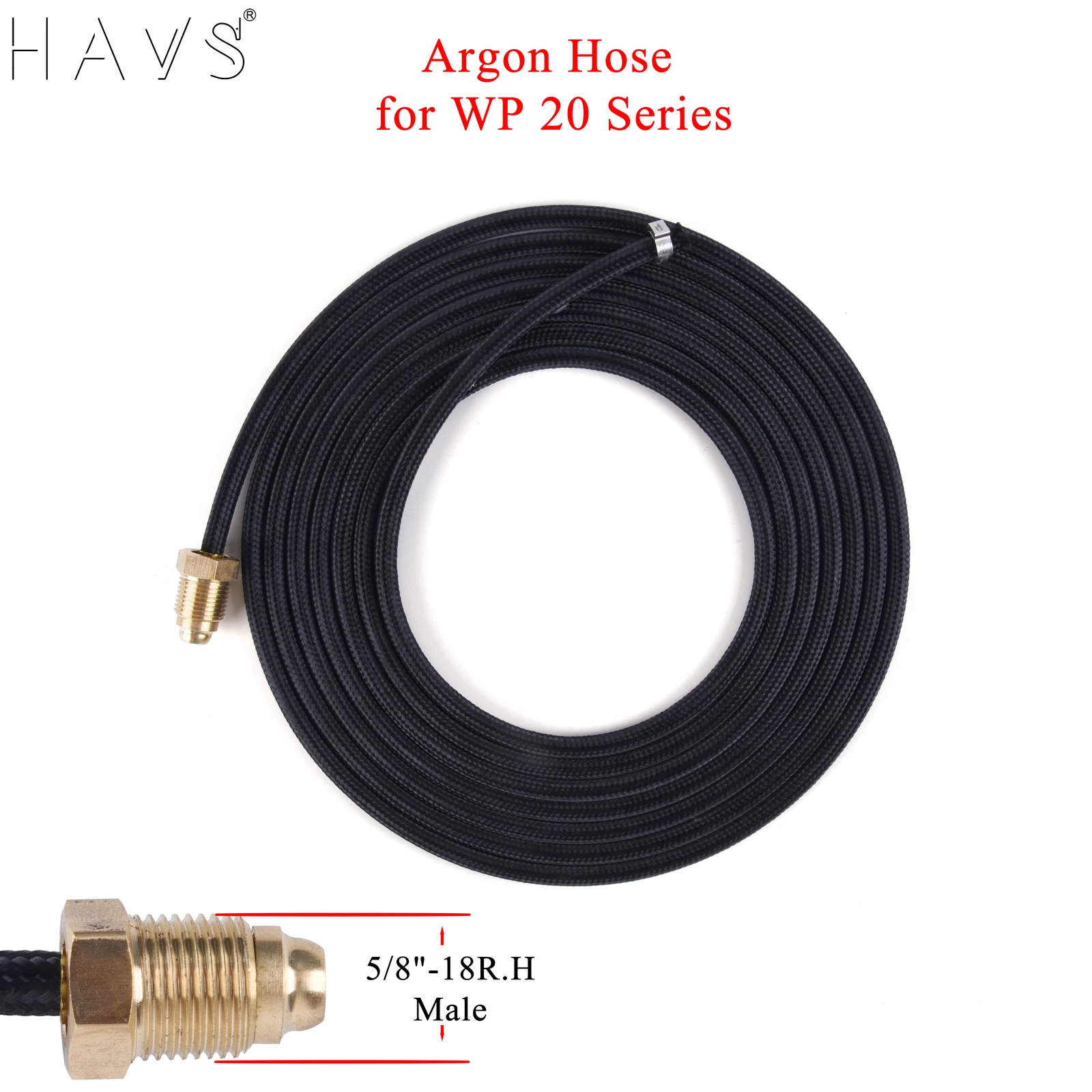 

3.8m(12.5ft)/7.6m(25ft) TIG Torch Argon-Cooled Hose for WP 20 Series w/ 5/8"-18R.H Female Connectors