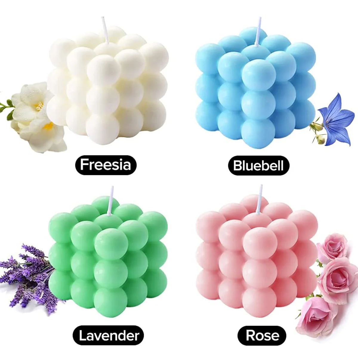 شموع مكعبة الفقاعات المعطرة، شموع للديكور المنزلي المعطرة، ديكور الغرفة الجمالية لطيف الدنماركية الباستيل حفلة عيد ميلاد هدية لصديق