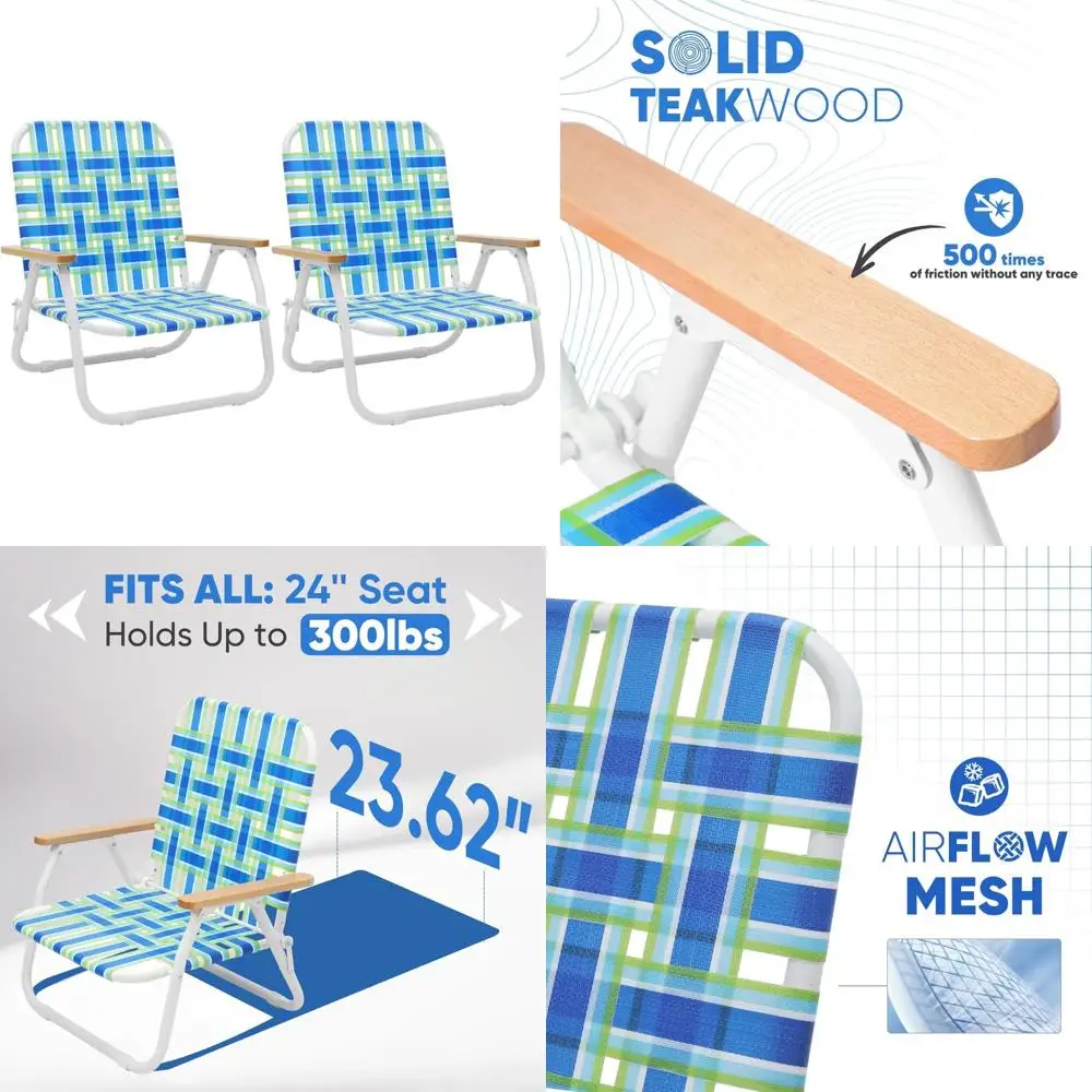 

Highback Folding Camping and Beach Chairs for Adults with Webbed Mesh, Rust-Resistant Patio Lawn Chairs for Comfortable Outdoor
