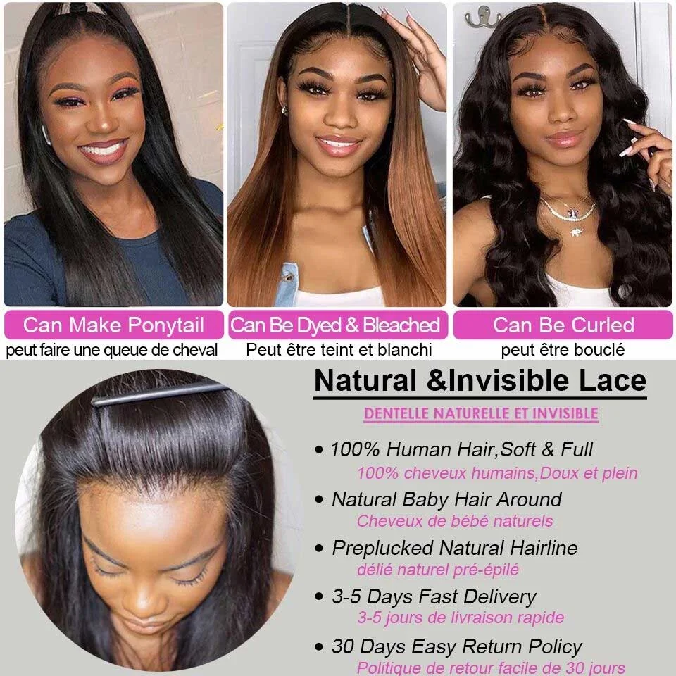 Body Wave 13x4 Lace Frontal Human Hair Wigs 30" 32" Raw Indian Hair Lace Front Wigs 4x4 Lace Closure Human Hair Wigs For Women