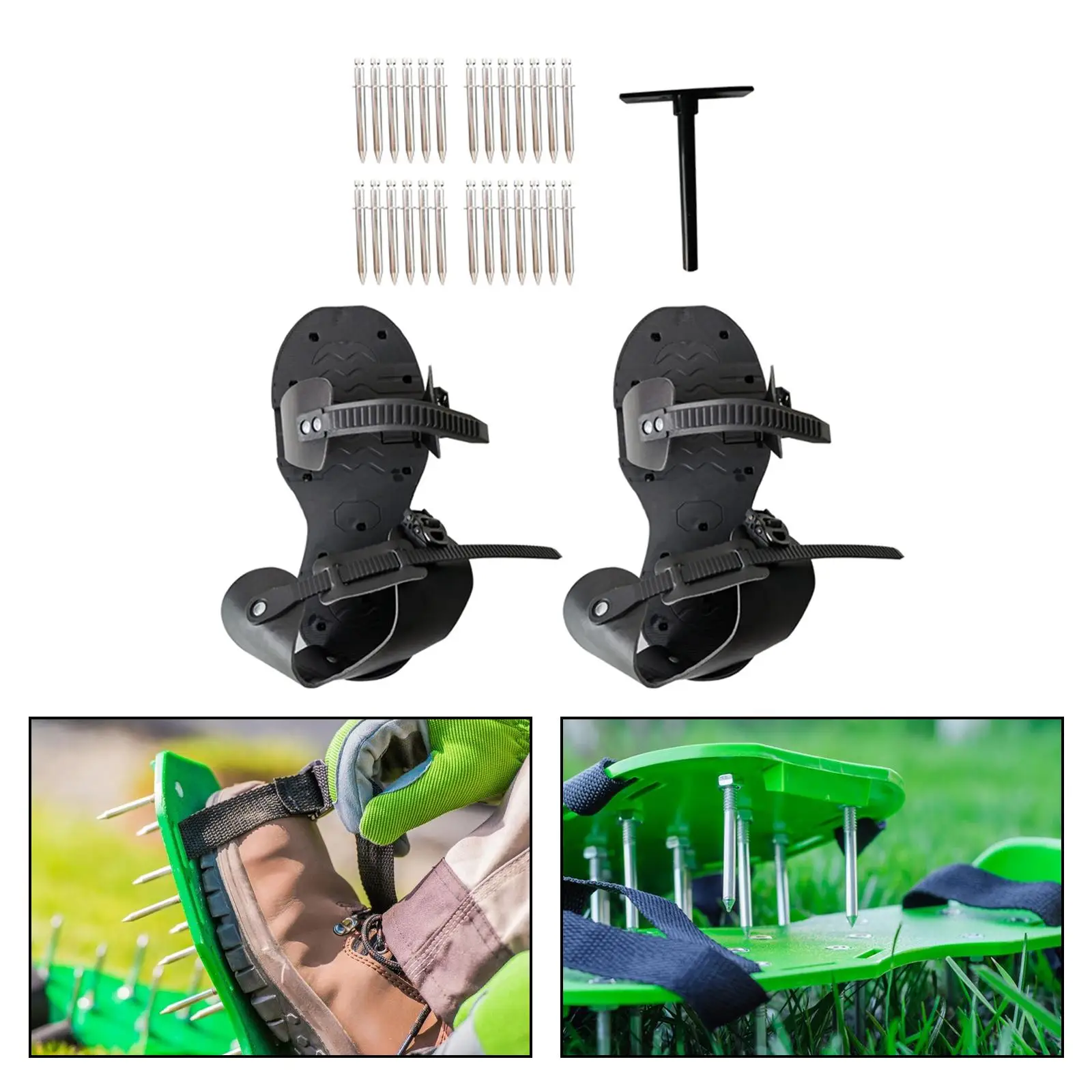 

2 аэратора для газона, садовый инструмент с регулируемыми ремнями, газонный инструмент, простые в использовании сандалии с шипами для двора, почвы, сада, травы, патио