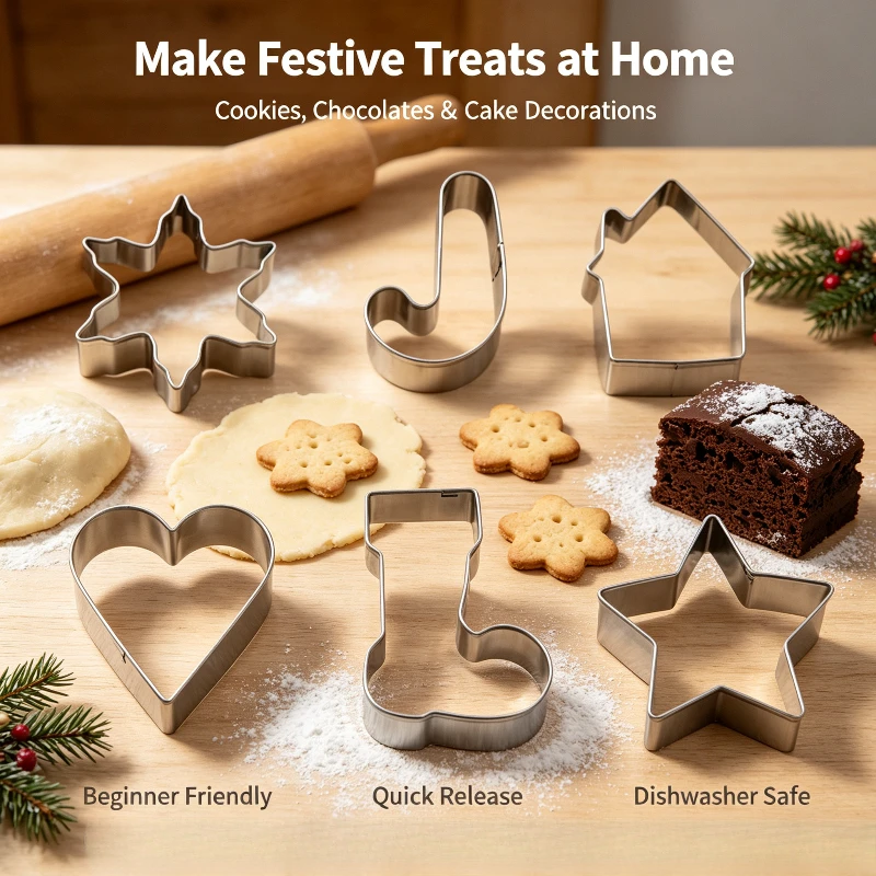Cookie Cutter Set - 10 Parça Paslanmaz Çelik Noel Kurabiye