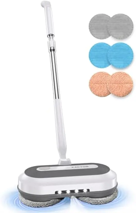 

Electric Spin Mop with Water Spray, LED Light, 50min Runtime, Adjustable Handle for Home Cleaning
