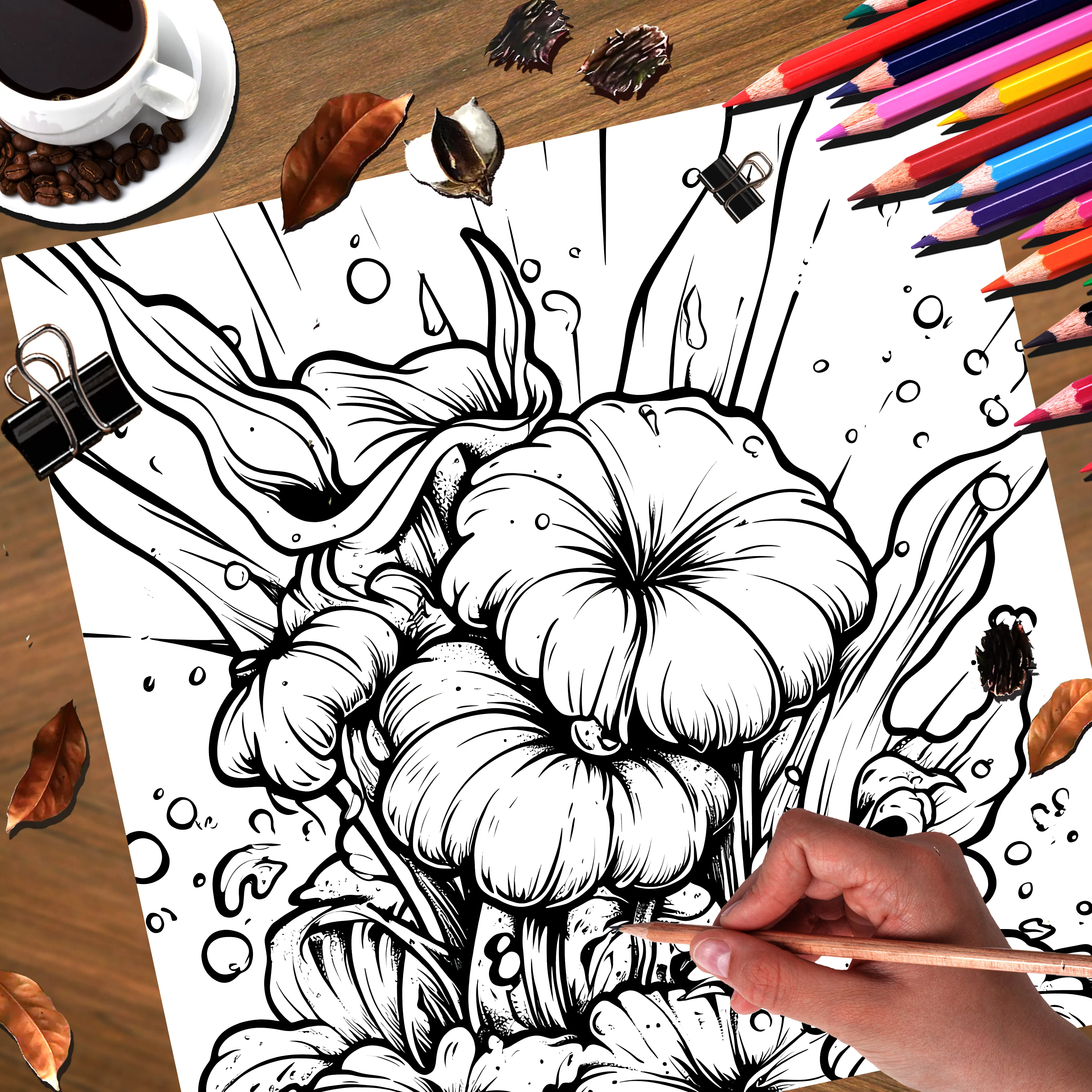 Art Coloring Book 20Page BOTANICAL GHOST Adult Picture Book Gift For Birthday Party Relieve Stress Kill Time Graffiti Painting