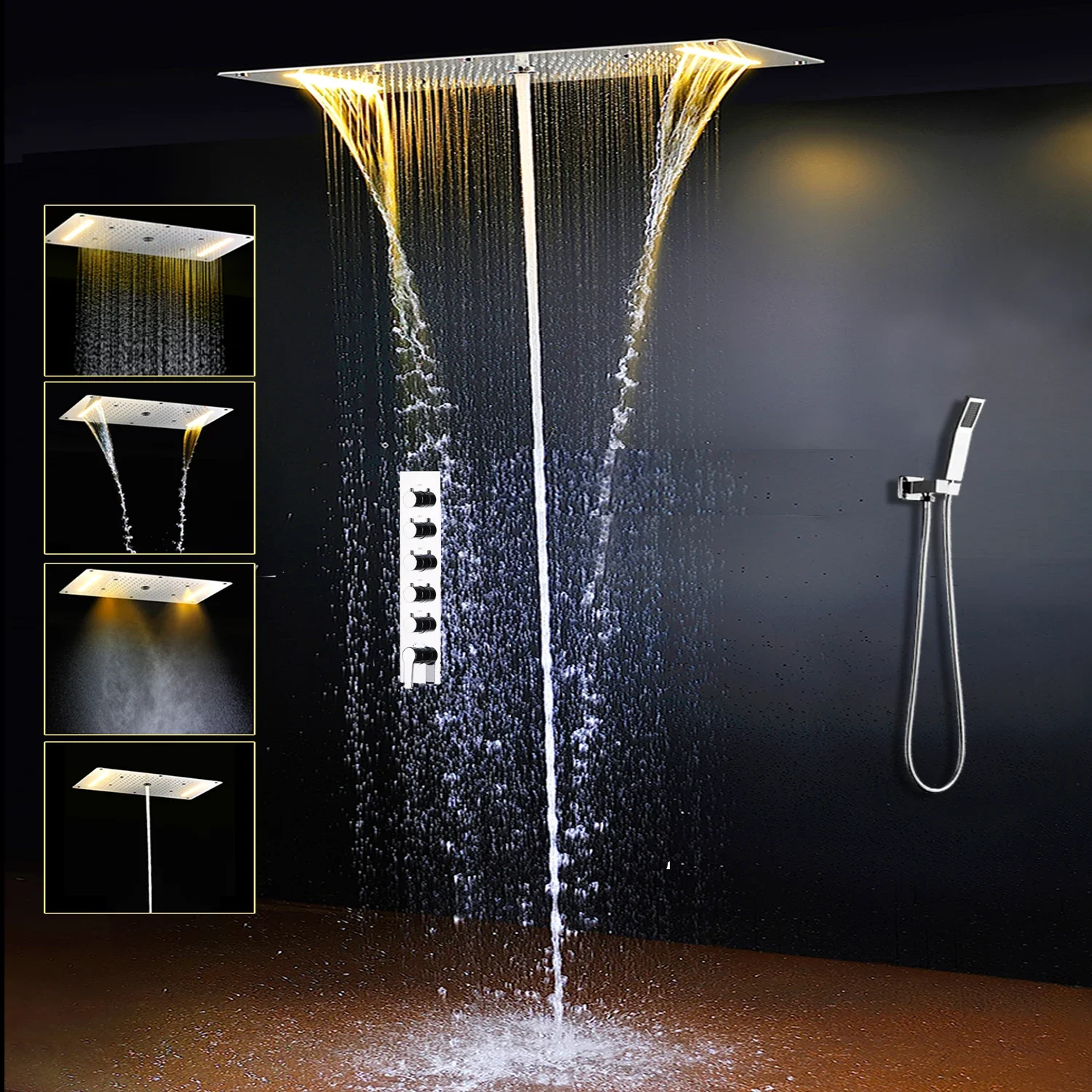 Shower Panel multi function Stainless Steel LED Rainfall Shower Set Massage System Faucet polish bathtub Shower Column