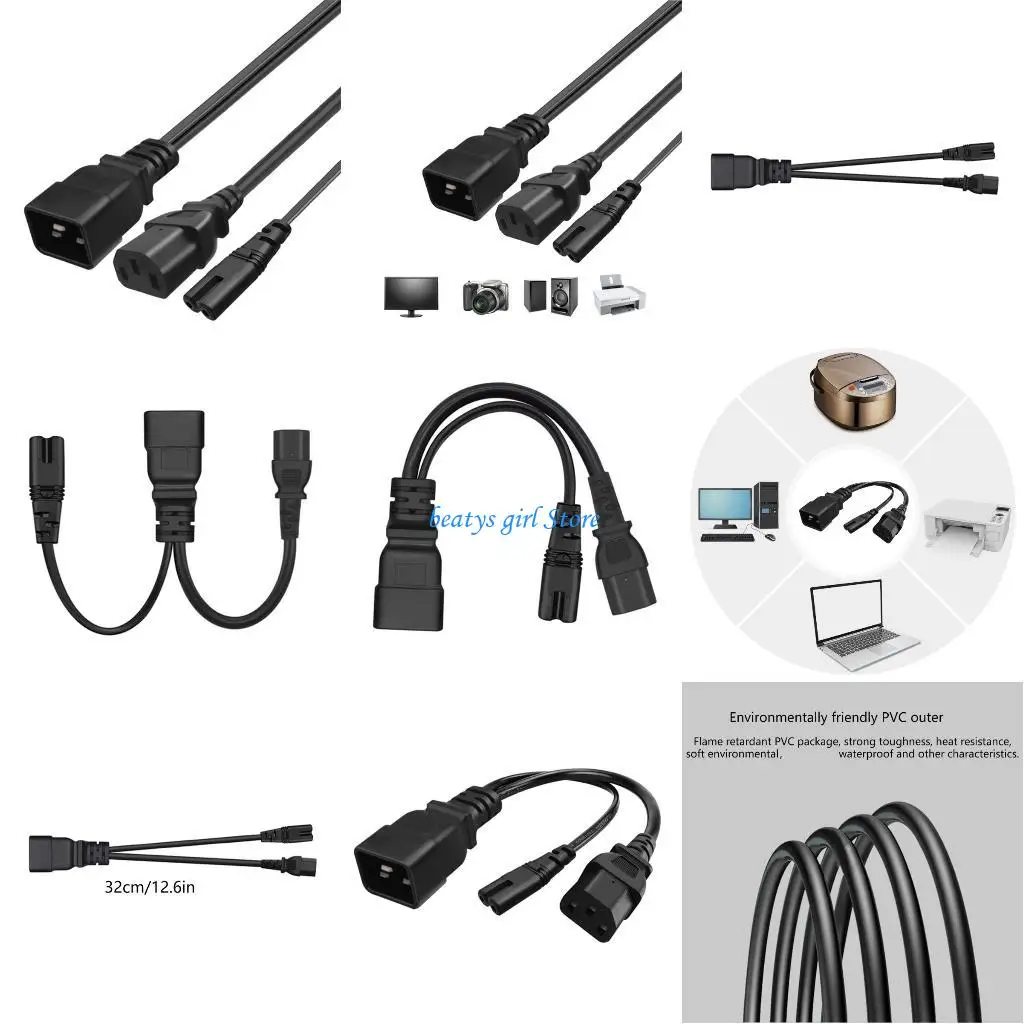 

C7AB Heavy Duty Power Adapter Convert 16A to 10A C20 To C7+C13 Y Split Ports Interfaces Power Supply for Various Electronics