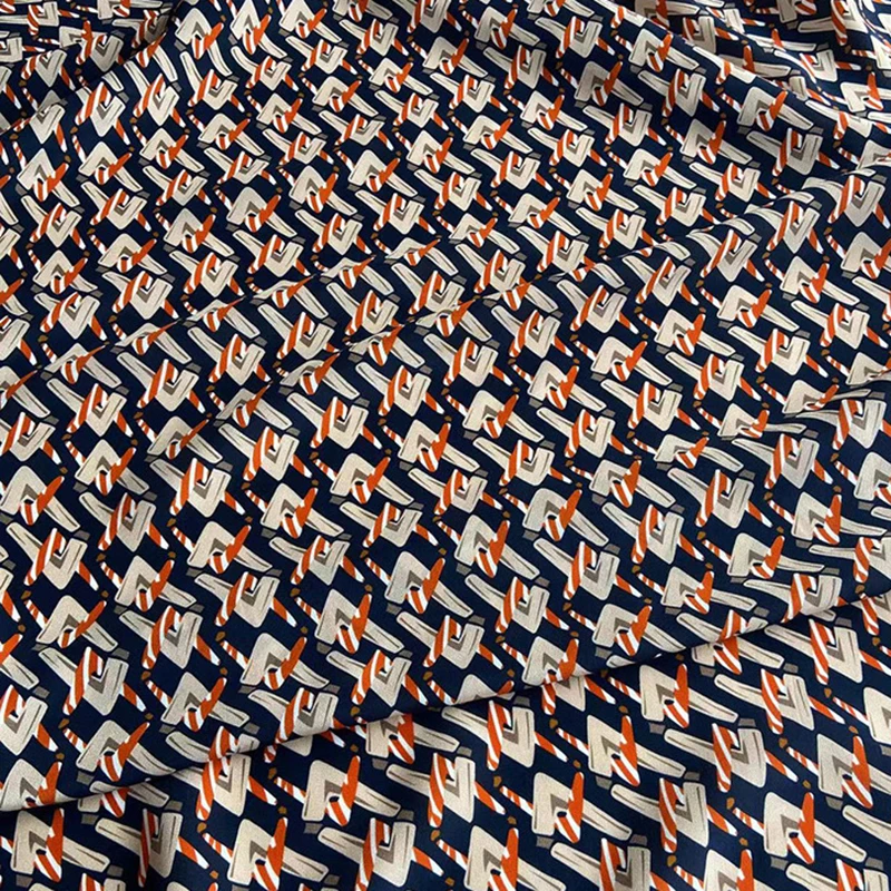 114CM Wide 16MM Special Printed Muti-color Silk Crepe de Chine Fabric for DIY Sewing Summer Soft Dress Pants Pajamas C001-49