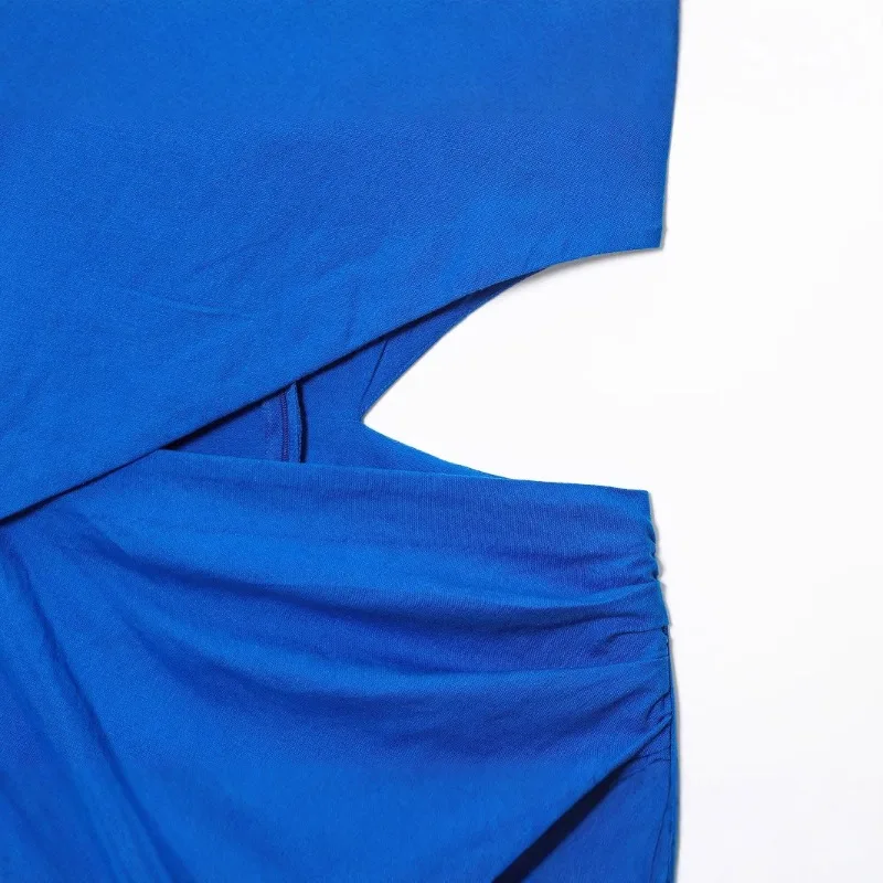 Abito dal design aperto Moda O-collo senza maniche Abiti lunghi solidi per le donne Temperamento Nuovi abiti da sera sottili eleganti estivi