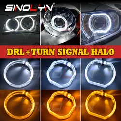 80mm 98mm Round Octagonal Square Angel Eyes DRL Turn Signal Running Lights Halo Rings For Headlight For Car Motorcycle Styling