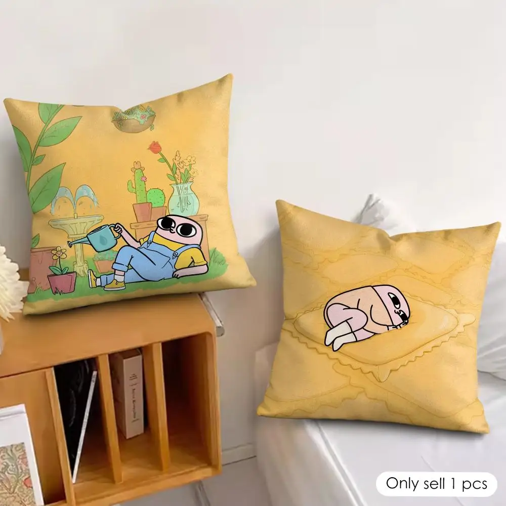 FUNNY Cartoon K-KETNIPZ Cushion Cover Silky Short Plush Invisible Zipper Dustproof Sofa Pillow Case for Home Decor