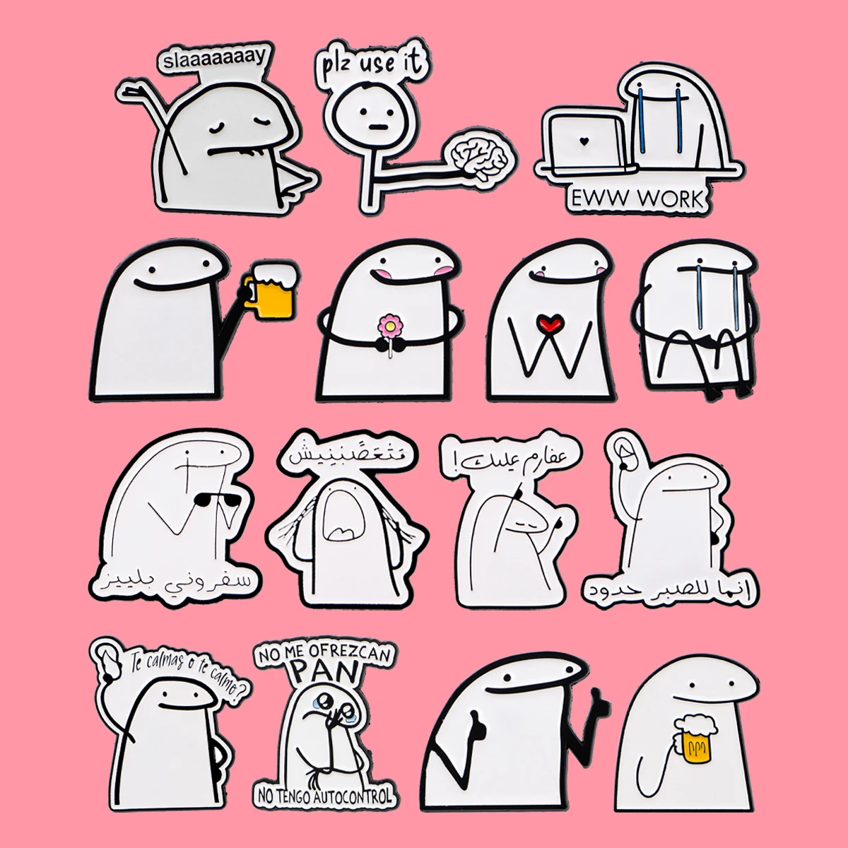 Funny Spanish Quotes Enamel Pin Arabic Beer Figures Brooch Lapel Pin Badge on Backpack Clothing Accessories Fashion Jewelry Gift