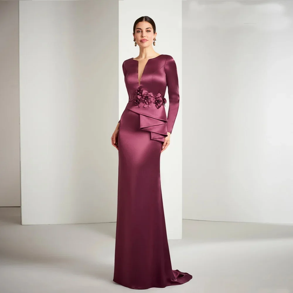 

Elegant Purple Satin Mother of The Bridal Dresses 2024 Robe Femme Mermaid V Neck Long Dress Women For Wedding Party New