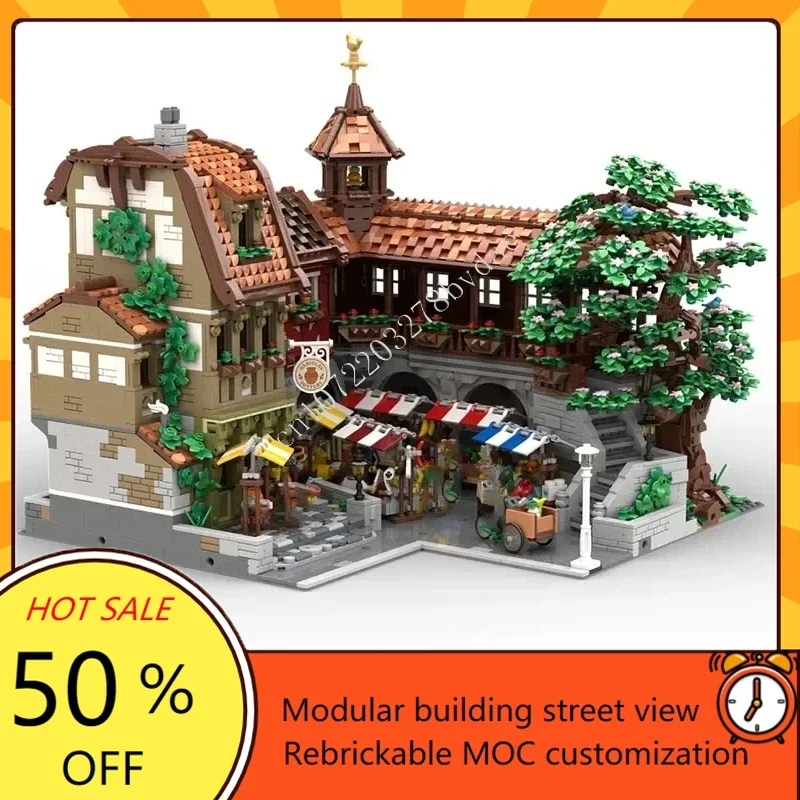 7301PCS Farmers Market Hot City MOC StreetView Puzzle Creative Architecture DIY Assembly Model Birthdayal Toy Christmas Gift