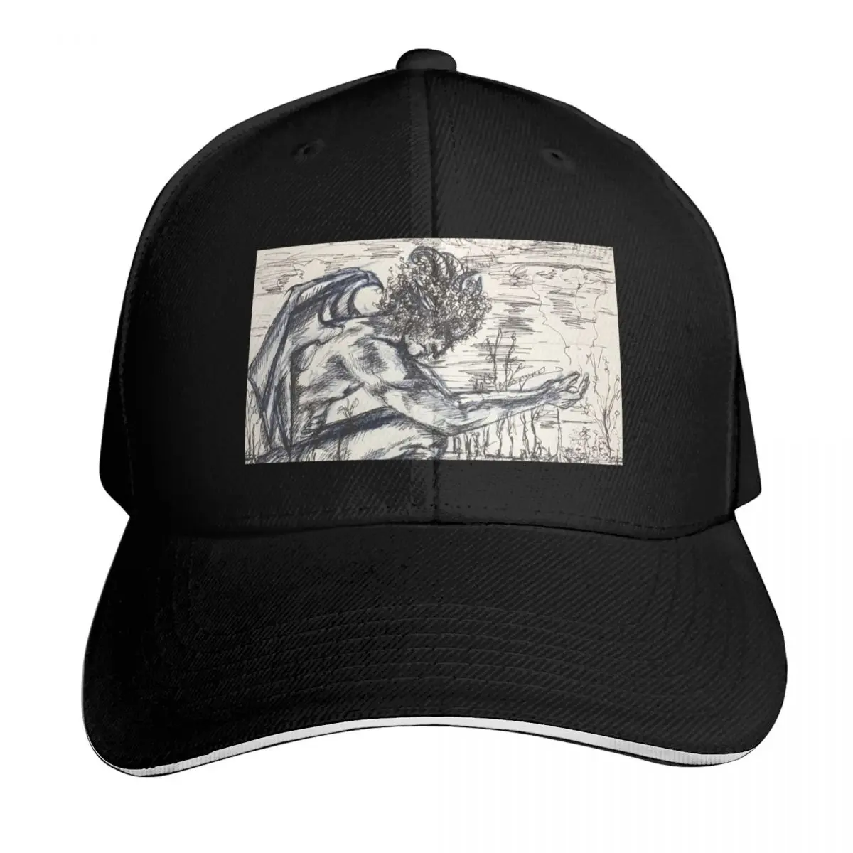 Gargoyle man-inktober day 1 prints and products Baseball Cap Casual Daily Wear Quick Dry Performance Cotton Twill Breathable