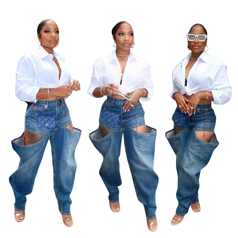 Women Pencil Pants Trousers Straight Jeans High Waist Streetwear Ripped Jeans for Women Fashion Stretch Jeans Women Casual Denim