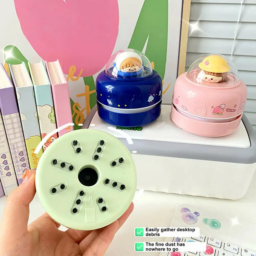 子供のためのかわいい漫画のデスクトップ掃除機、電池式、ポータブルミニテーブルダストスイーパー、省エネ、コードレス36