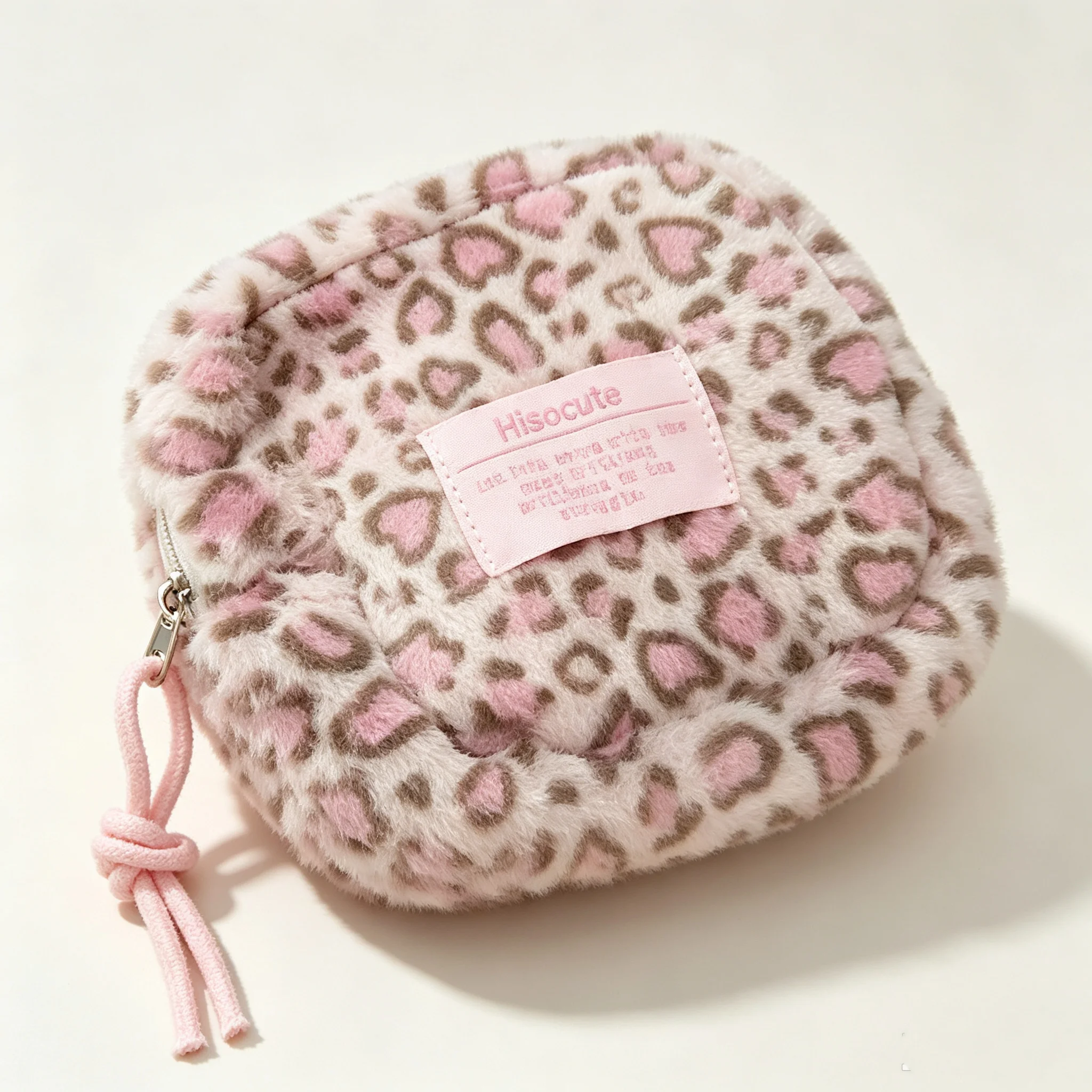 Fashion Retro Plush Square Leopard Print Makeup Bag Cute Winter Girl Portable Sanitary Cotton Bag Storage Wallet Women's Gift