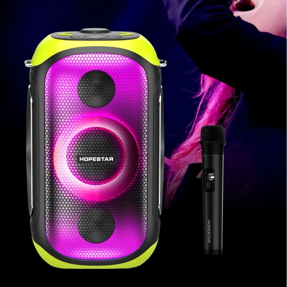 

2025 hot sale Hopestar Party300 80W High-Power IPX67 Karaoke Subwoofer RGB LED Lighting PA Material Wireless Outdoor Audio for