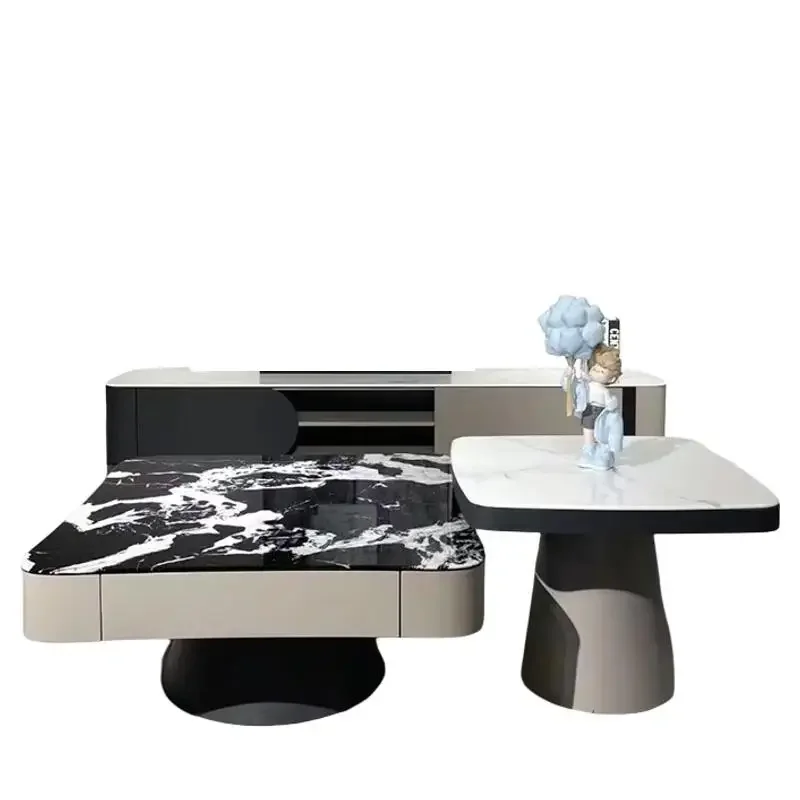 

FG40Minimalist Microcrystalline Stone Coffee Table Combination Modern Simple Small Apartment Living Room Square Paint Coffee Tab