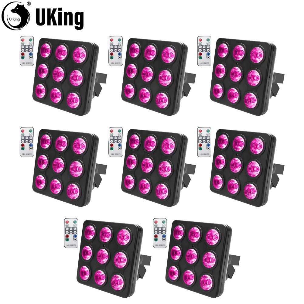 U'King 8Pcs 30W Square Par Lights 9X10W RGBW LEDs Stage Effect Lighting DMX512 Strobe Lights For DJ Show Concert Party KTV