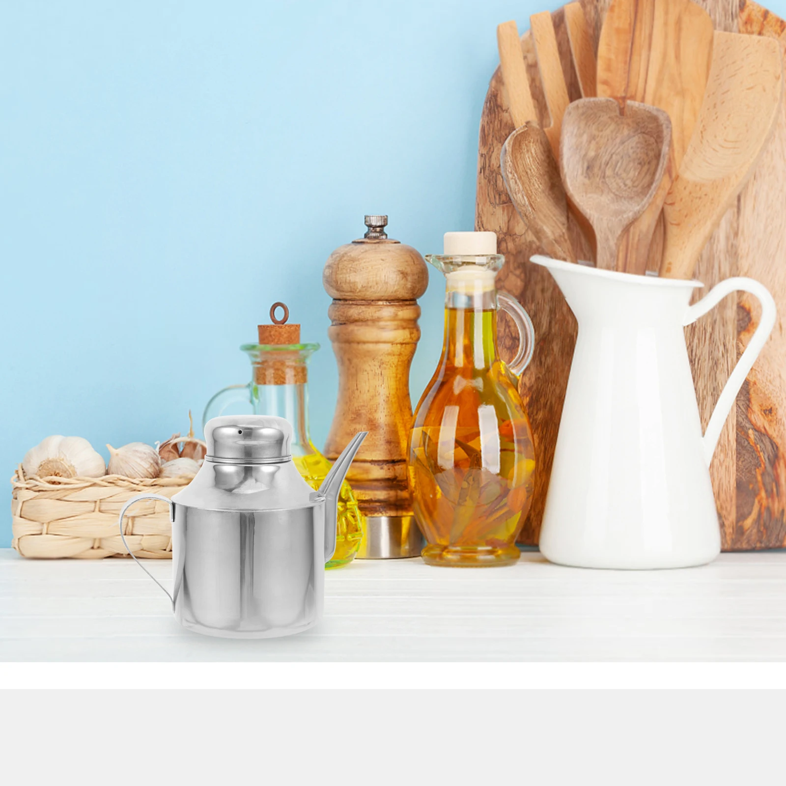 

Stainless Steel Oil Pot Leakproof Kitchen Container for Home Use oil storage kettle soy sauce vinegar metal oil pots