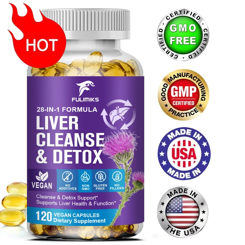 

Liver Cleanse Detox Health Supplement With Milk Thistle Supports Healthy Liver Function Men & Women 120 Capsules Boosts Immunity
