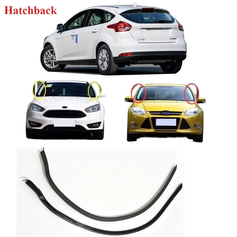 2 Pieces Outside Windshield Side Hard Rubber for Ford-Focus 2012-2015 Windscreen Protective Strip Weatherstrip Seal BM51A03195AD