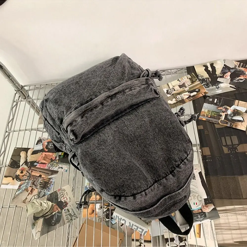 

Fashionable Y2K Denim Backpack Japanese Style Large Capacity Vintage Handbag Street Style Solid Color Solid Crossbody Bag Boy