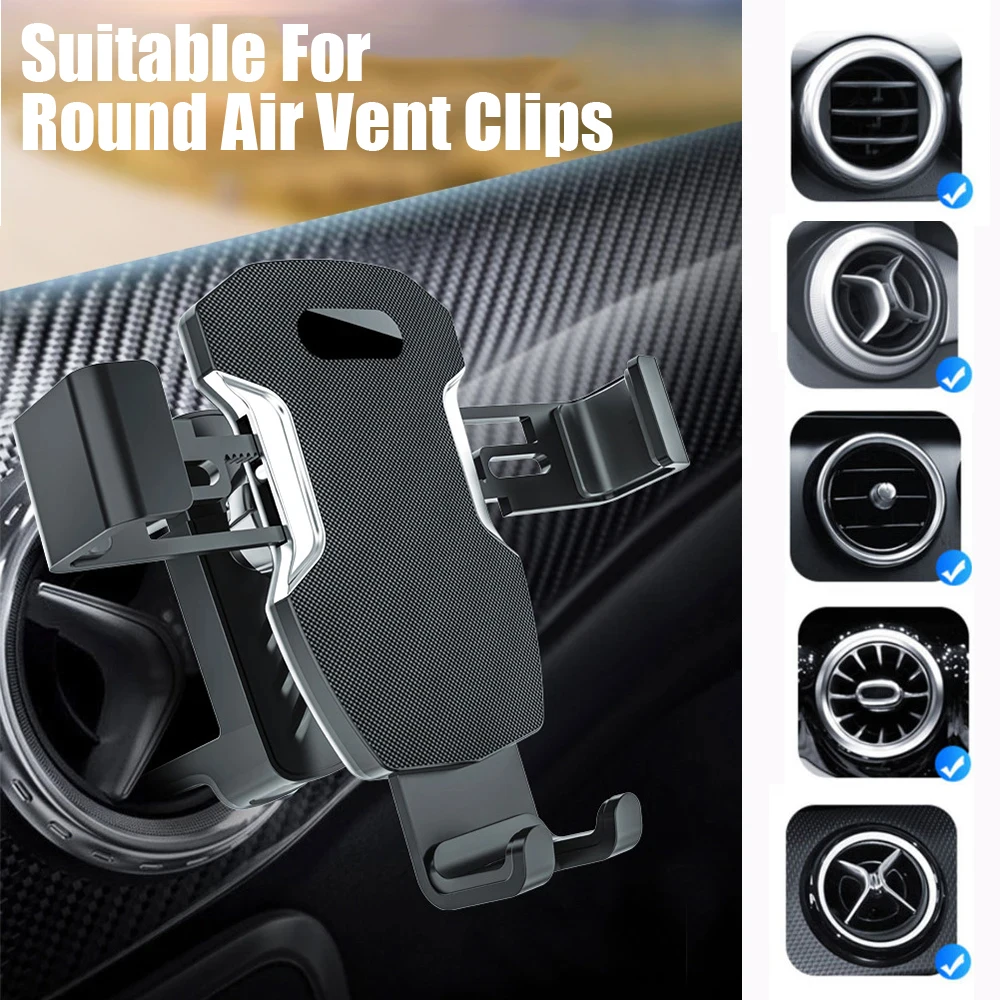 

For Round Air Outlet Clip 360° Rotation Cellphone Mount Smartphone GPS Bracket Gravity Stand Car Phone Holder Air Vent Support