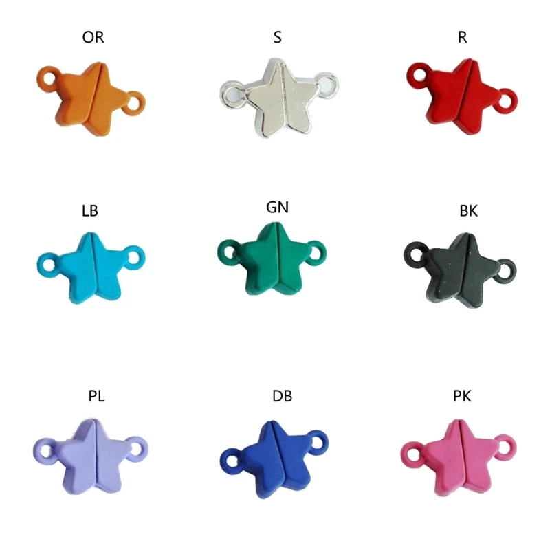 5 Pairs Colorful Star Shape Magnetic Clasps for DIY Necklace Bracelet End Connector Findings Couple Magnetic Breakaway Clasp