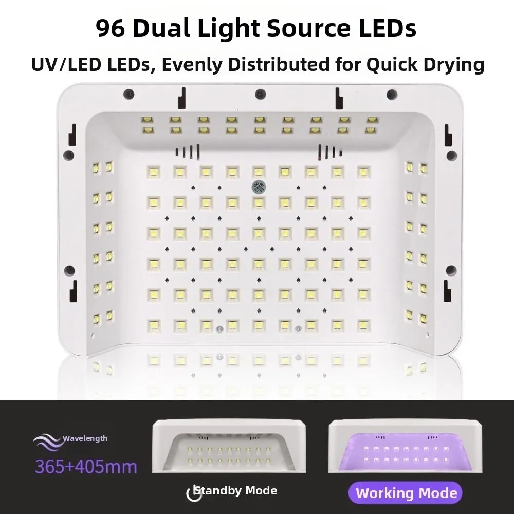 Dual Hand Nail Dryer Lamp Flip Design 96 LEDS Nail Curing Lamp Fast Drying Dual Light Source UV LED Nail Light Household