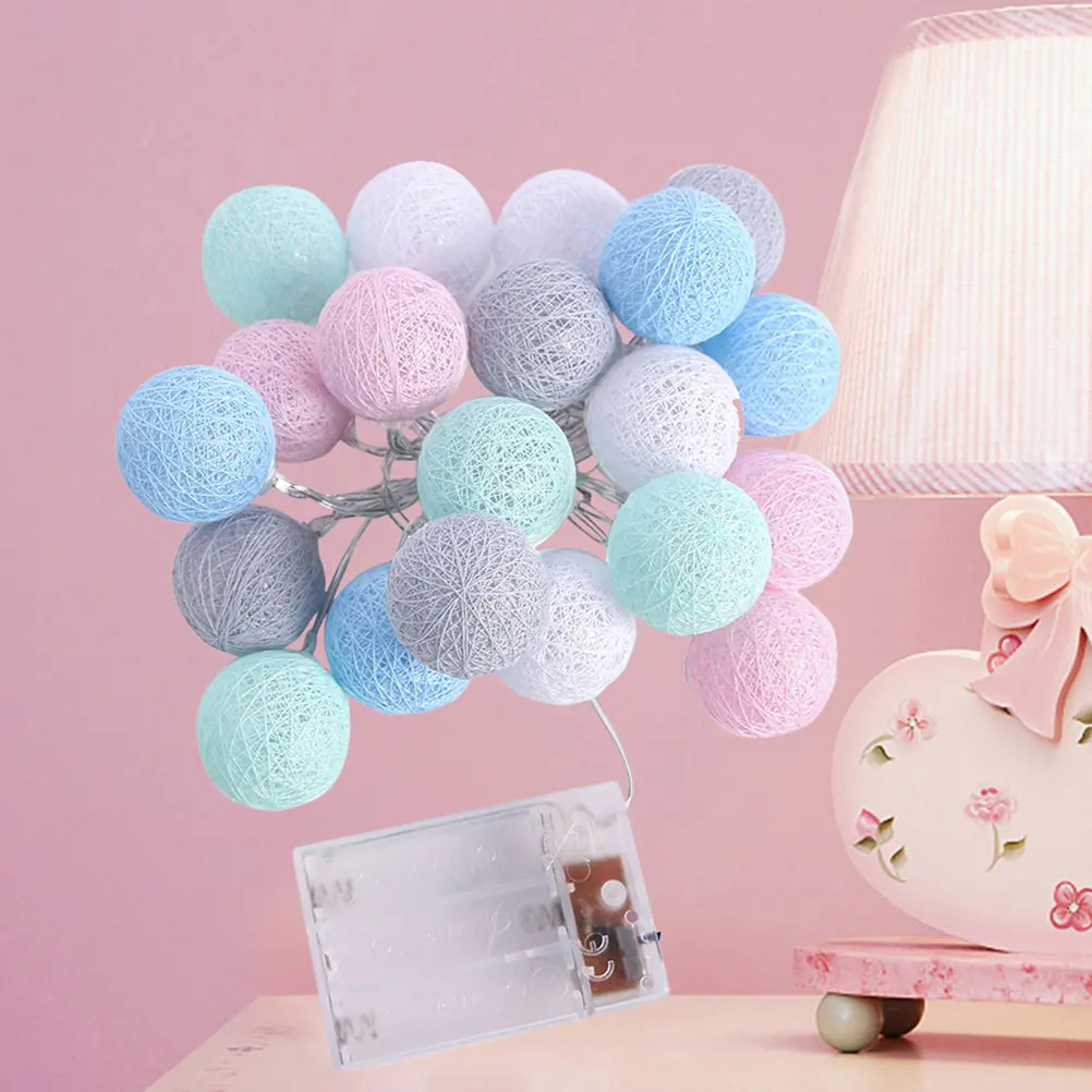 

2Pcs Cotton Ball String Light 5m 20 Leds Eco-Friendly Decorative Lights Indoor Outdoor Party Lighting String Light